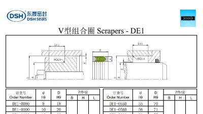 V型組合圈DE2規(guī)格尺寸表